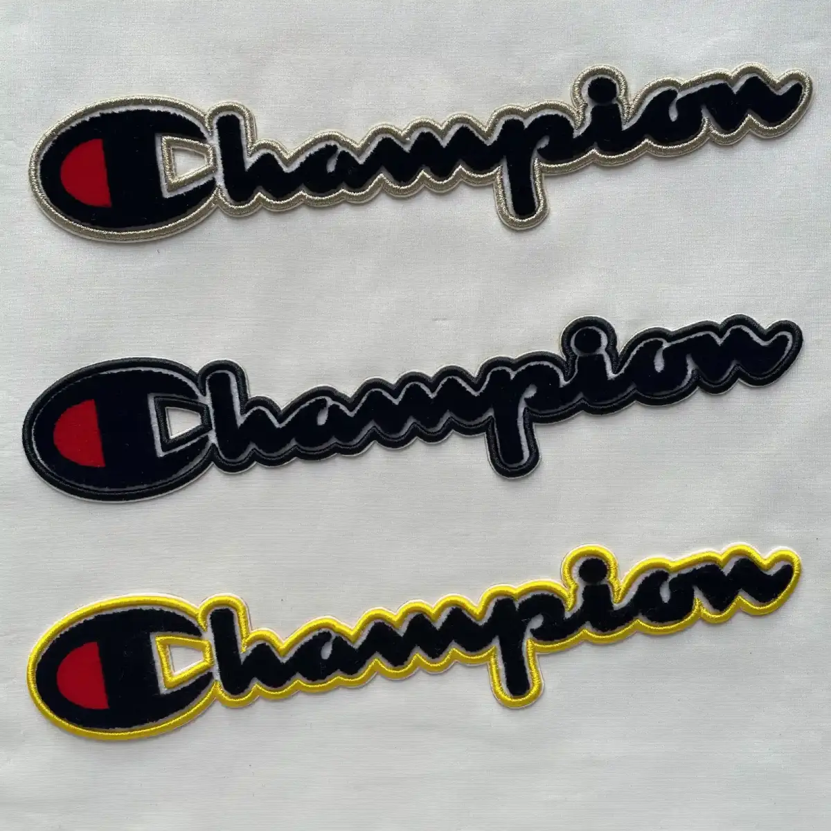 Champion草写字母牙刷绣定制+EVA立体绣包边 图1