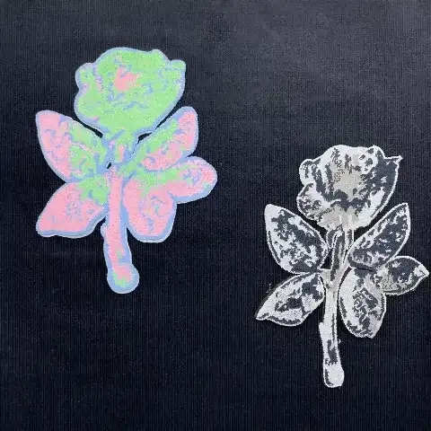 玫瑰花牙刷绣后烫画机压毛设计｜植绒绣定制