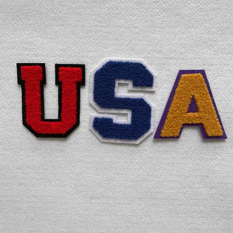 毛巾绣绣章定制｜USA 字母立体勾毛章仔