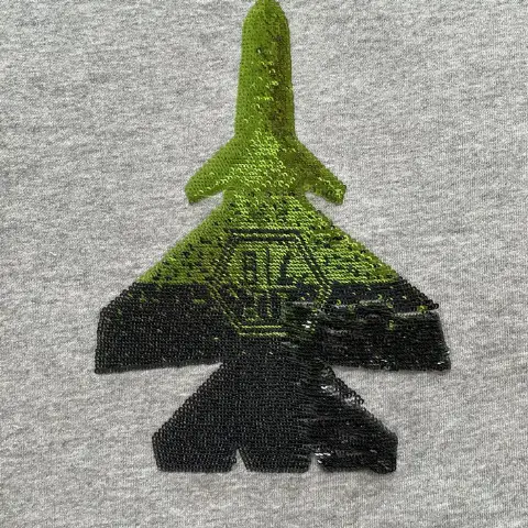 战机图案珠片渐变平绣徽章绣花片