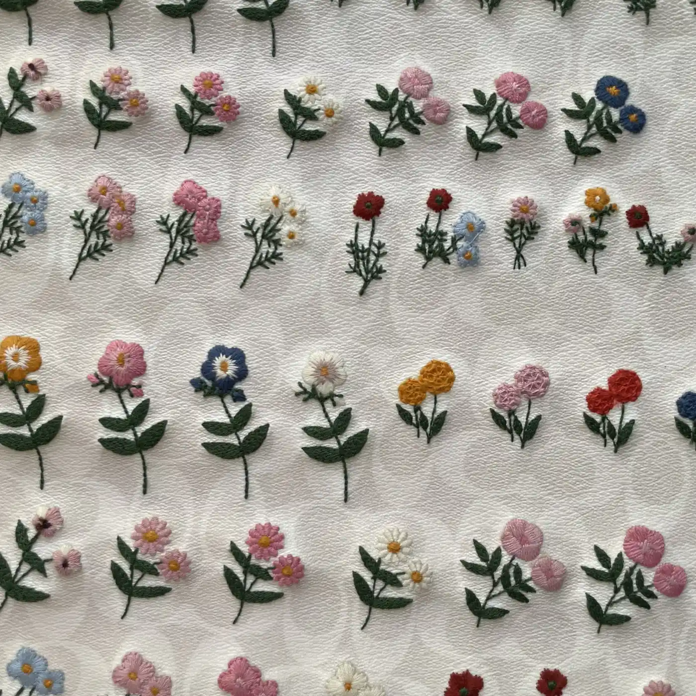 小雏菊羊毛线满幅碎花绣面料 图1