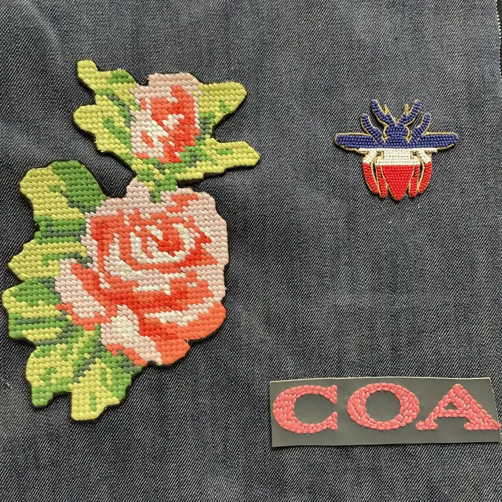 瑰花十字绣服装刺绣布贴徽章绣花章三件套 图1