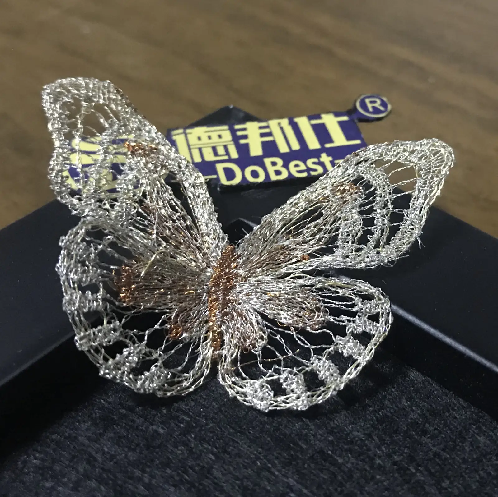 金属丝自支撑立体蝴蝶晚宴服配饰胸针绣品 图2