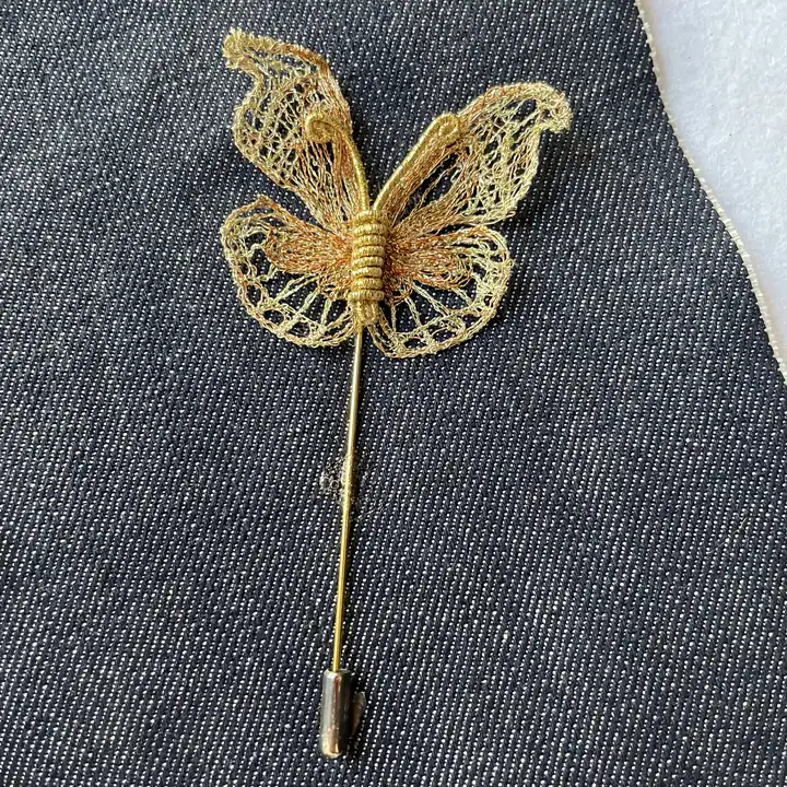 金属丝自支撑立体蝴蝶晚宴服配饰胸针绣品 图3