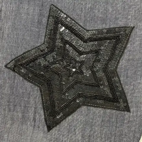 朋克五角星黑管珠黑色亮片重工服装刺绣标