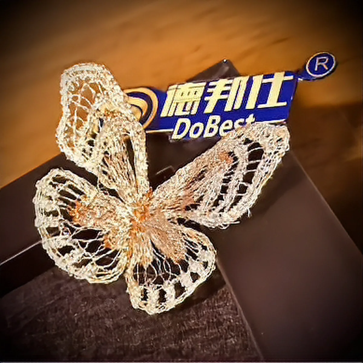 金属丝自支撑立体蝴蝶晚宴服配饰胸针绣品 图1
