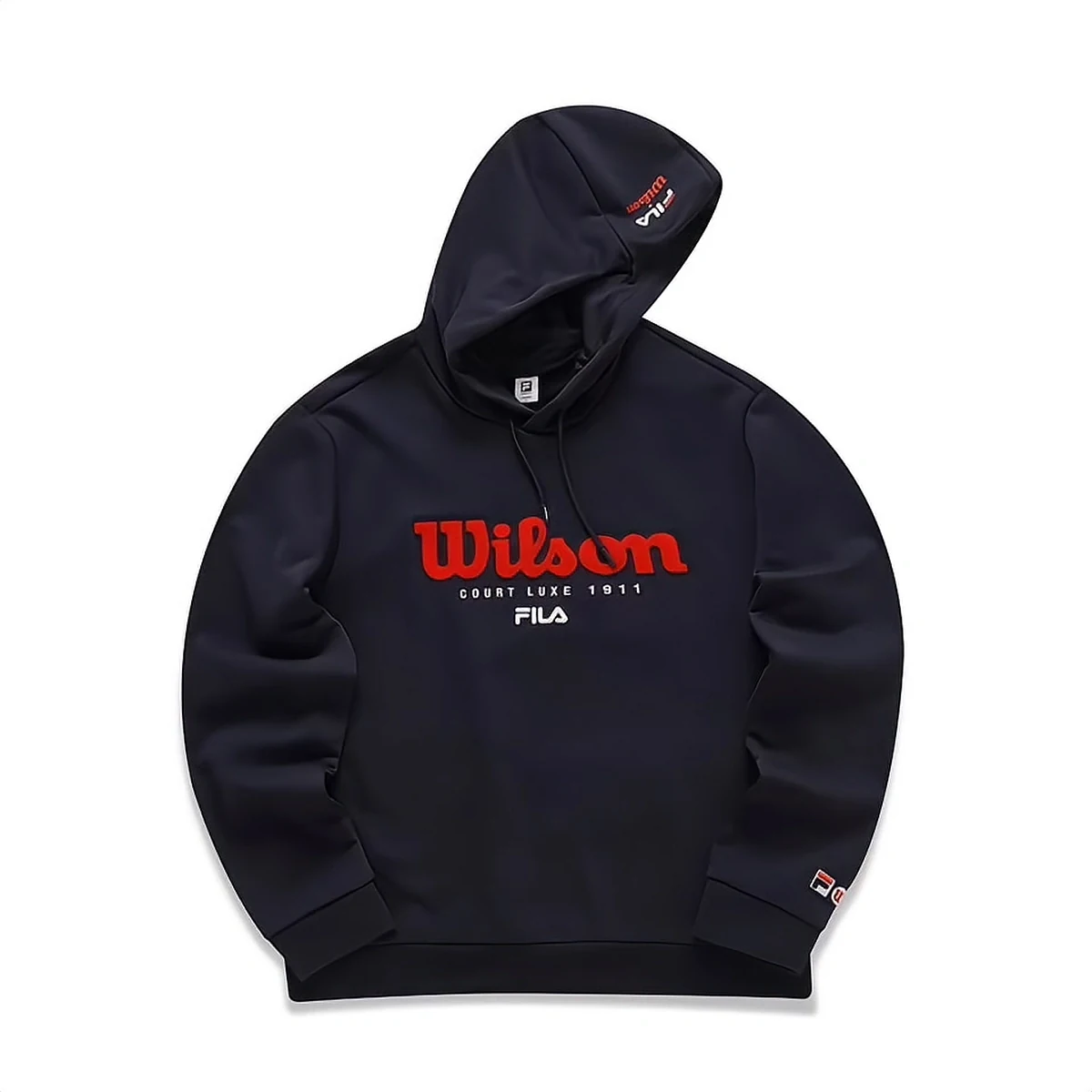 FILA × Wilson 联名款卫衣正面实拍：前幅 Wilson 牙刷绣立体字母